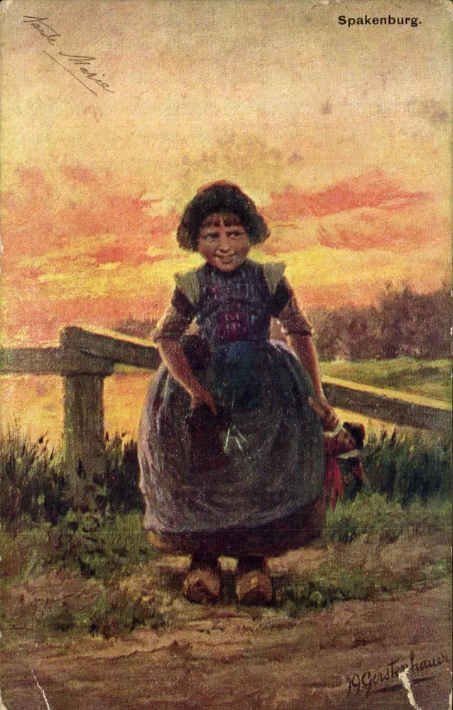 Mädchen im traditionellen Kleid — Spakenburg — W. de Haan, Serie M 12 - Vorderseite