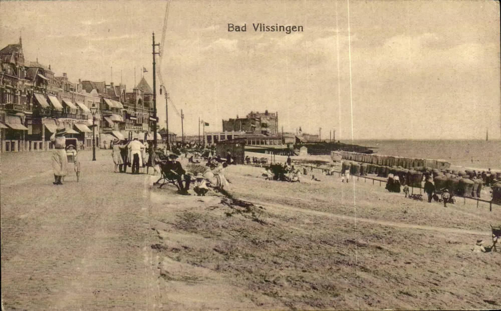 Bad Vlissingen — Ansicht der Promenade und des Seebades — Verlag unbekannt, Seriennummer nicht sichtbar - Vorderseite