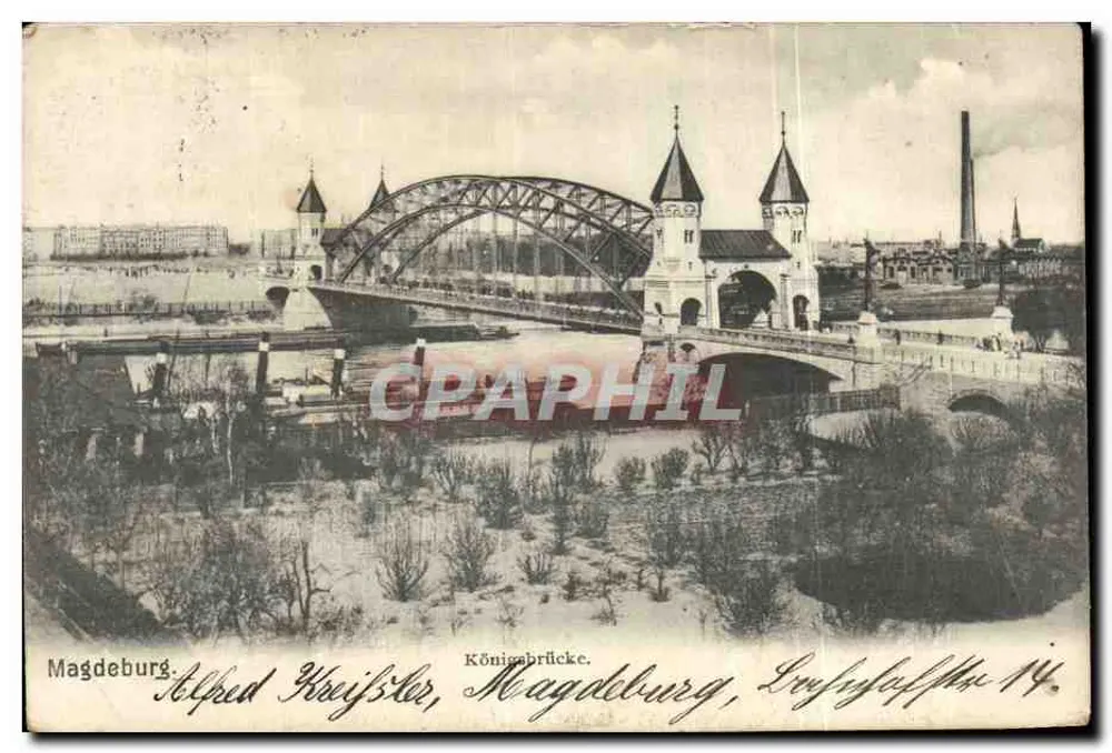Magdeburg — Brücke Königbrücke — Alpud Kwijsker, Magdeburg, Luftschiffplatz 14 - Vorderseite