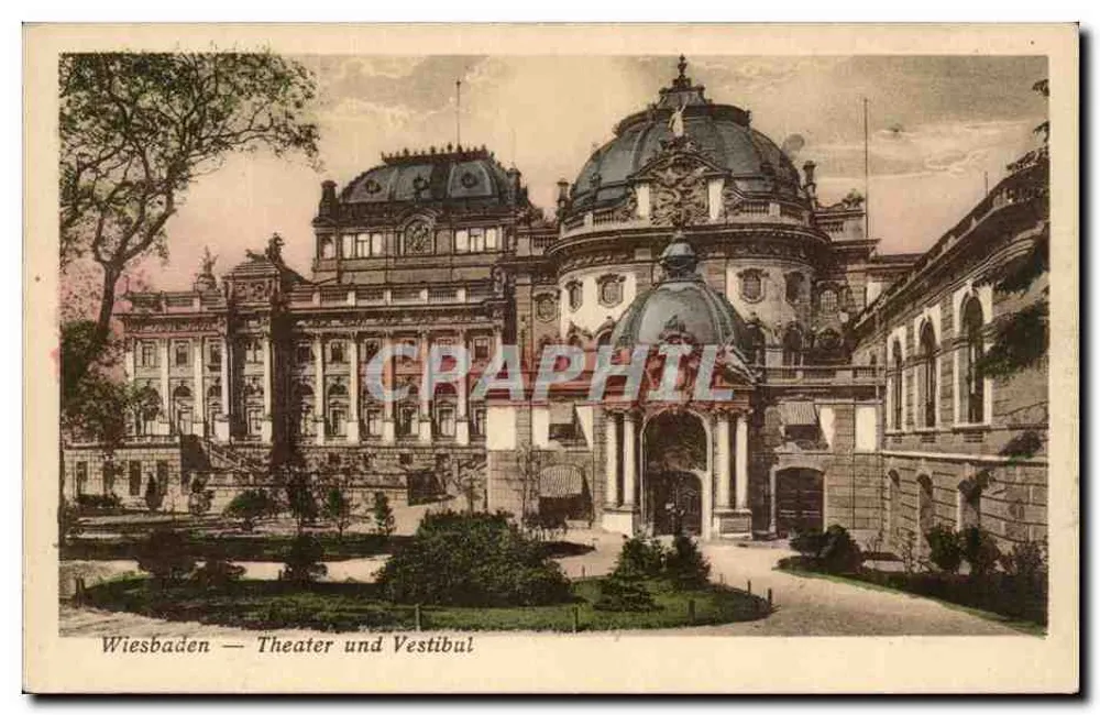Wiesbaden — Theater und Vestibul — Verlag C. P. H. & Cie, Nr. 21 988 - Vorderseite