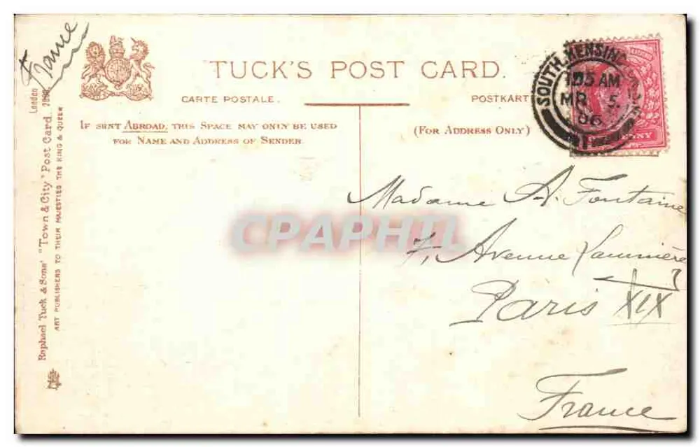 Bank of England — London — Verlag Tuck's Post Card - Rückseite