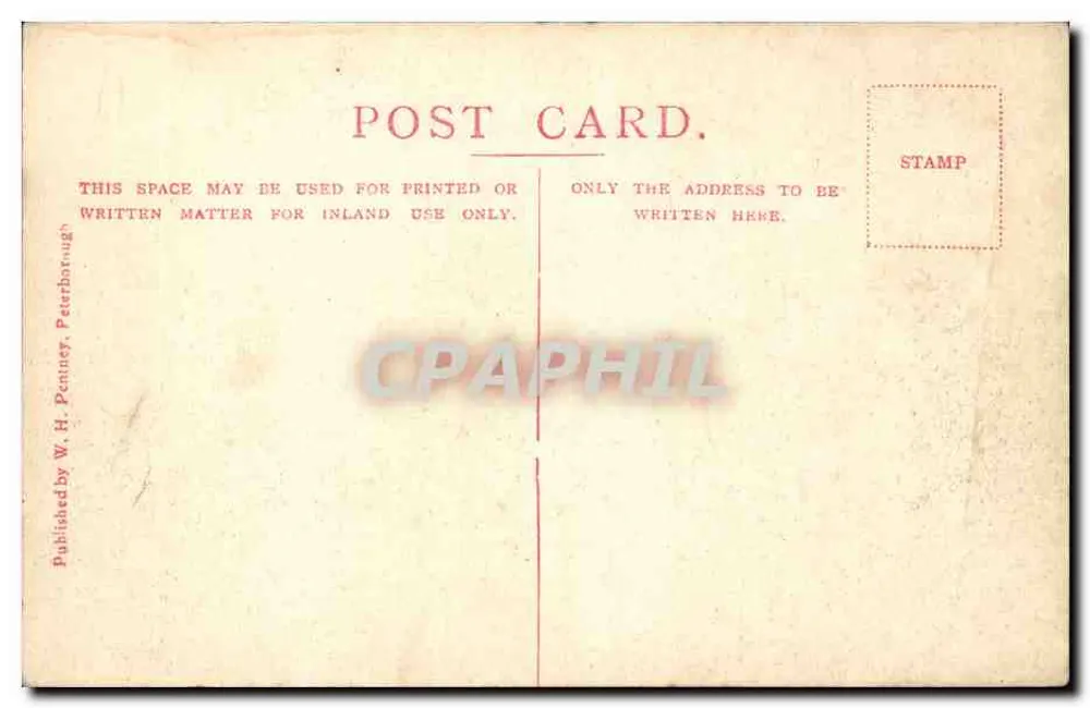 Crowland Abbey — gotische Ruinen mit Kühen — Verlag W. H. Penney, Peterborough - Rückseite
