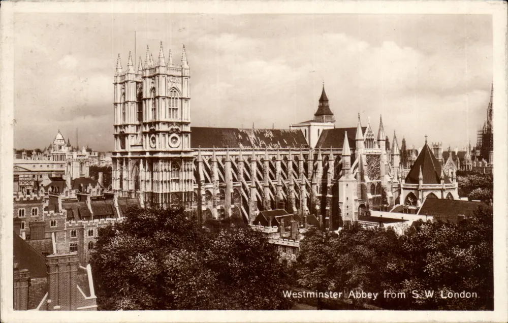 Abadia de Westminster visto do S.W. Londres — vista panorâmica — editor não visível - Frente
