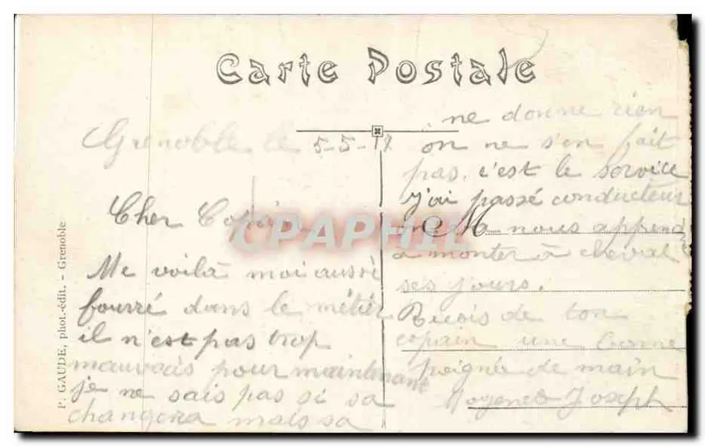 Grenoble — Vue générale et le Moucherotte — P. GAUDE, phot.-édit. - Grenoble - Verso