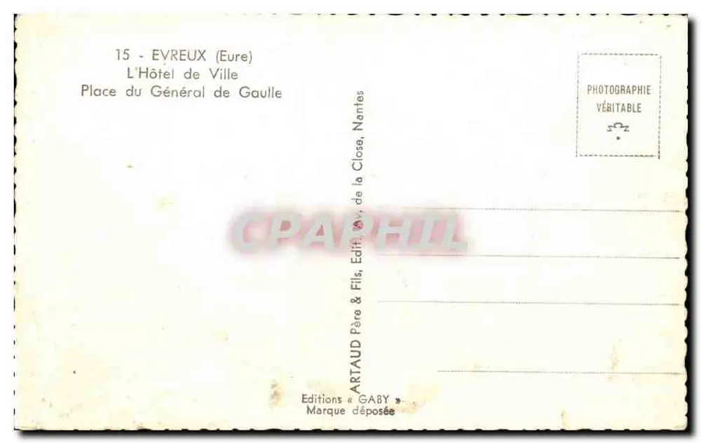 Evreux (Eure) — Das Rathaus — Editions Gaby - Rückseite