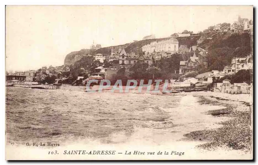 Sainte-Adresse — Blick auf La Hève vom Strand — G. F., Le Havre, Nr. 103 - Vorderseite