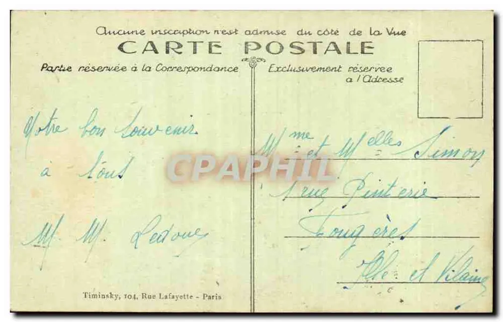 Der Dôme der Invaliden und die neuen Gärten — Paris — T. M. K. n°278 - Rückseite