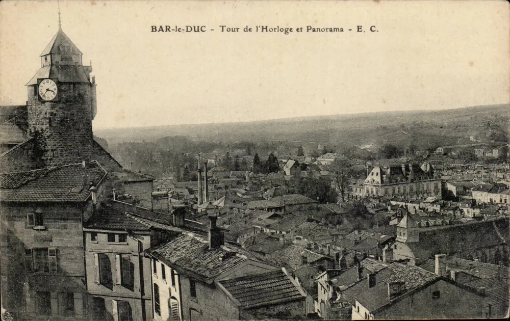 Bar-le-Duc — Turm der Uhr und Panorama — E. C. - Vorderseite