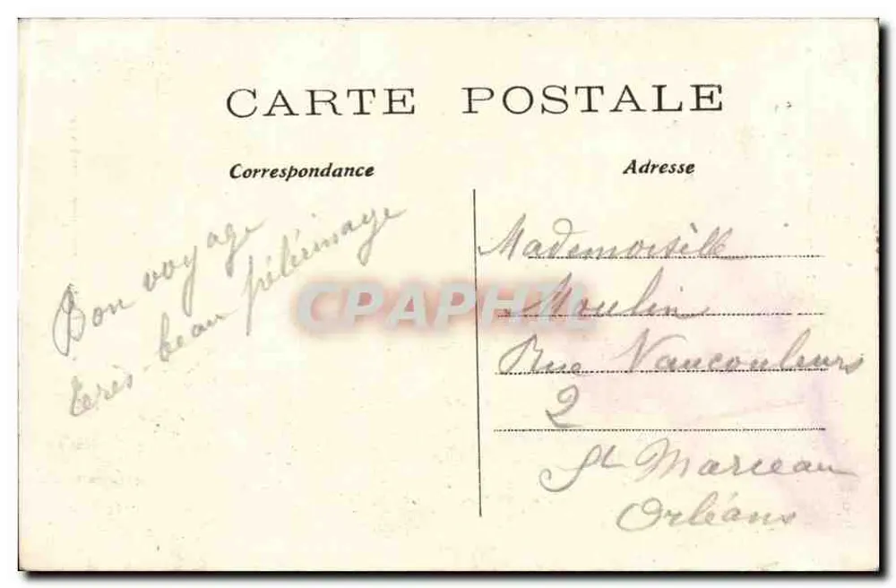 Geburtsort von Jeanne d'Arc — unter den hohen Fichten — Phototype P. Testari, Epinal - Rückseite