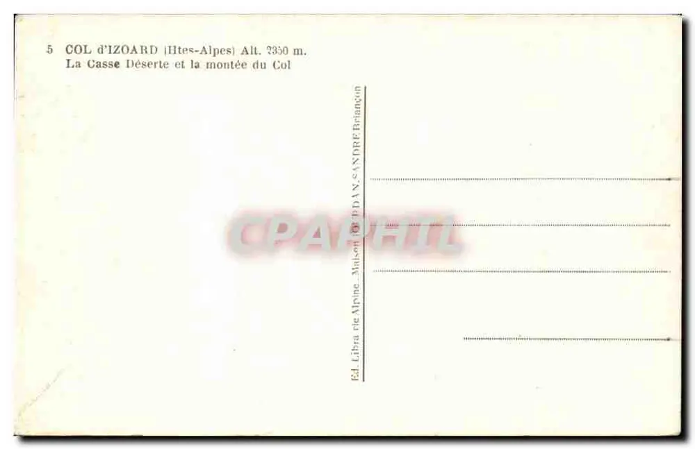 Col d'Izoard — Die Alpen — Verlag: Librairie Alpine, Maken - Rückseite