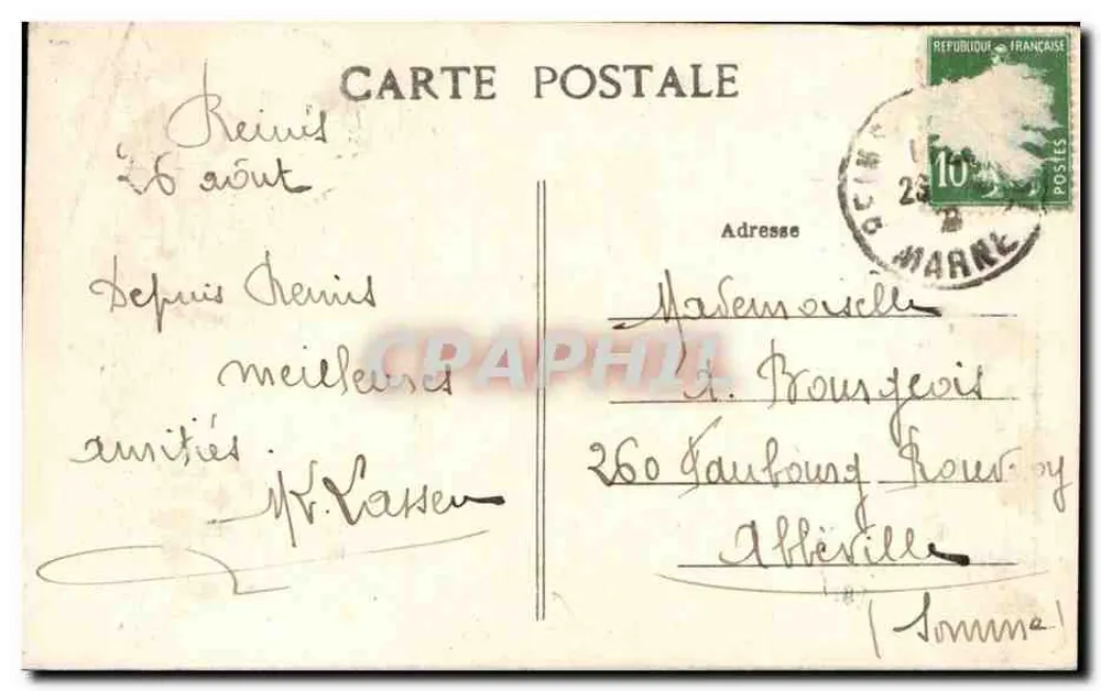 Reims — Die Kathedrale vor dem Ersten Weltkrieg (1914 bis 1918) — Fröhlicher, Verlag, Reims - Rückseite