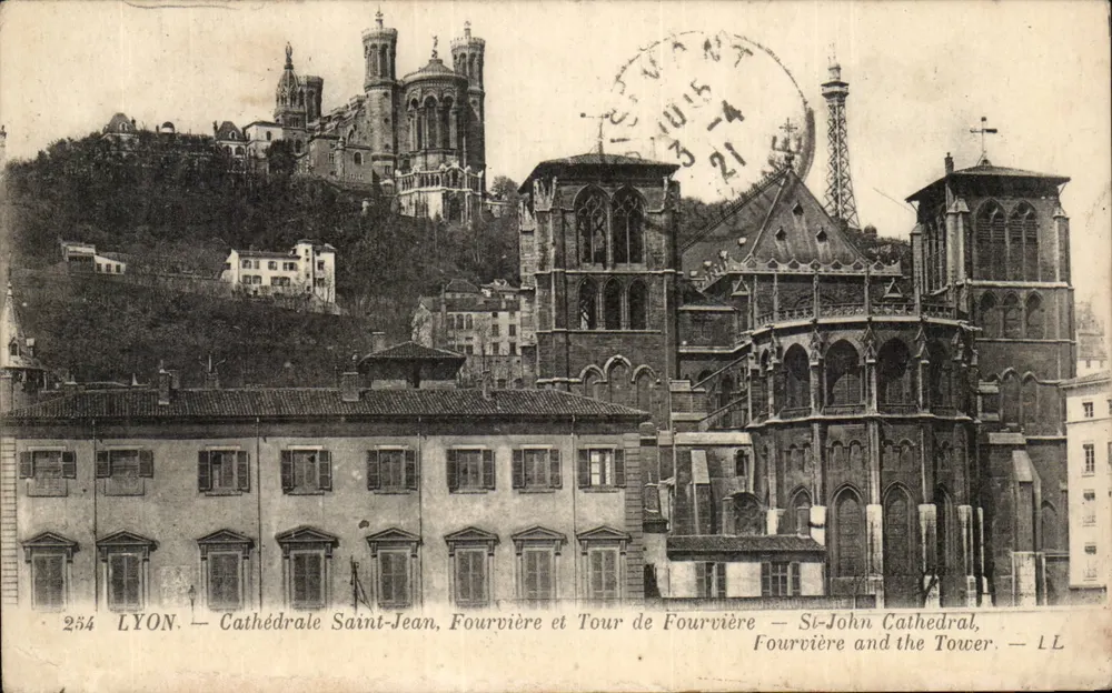 LYON — Kathedrale Saint-Jean, Fourvière und Fourvière-Turm — LL - Vorderseite