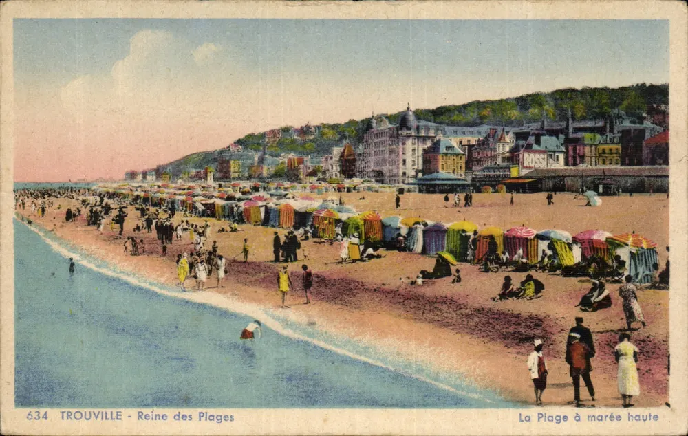 Trouville - Reine des Plages — La Plage à marée haute, éditeur C. des Arts Photomécaniques, n° 634 - Vorderseite