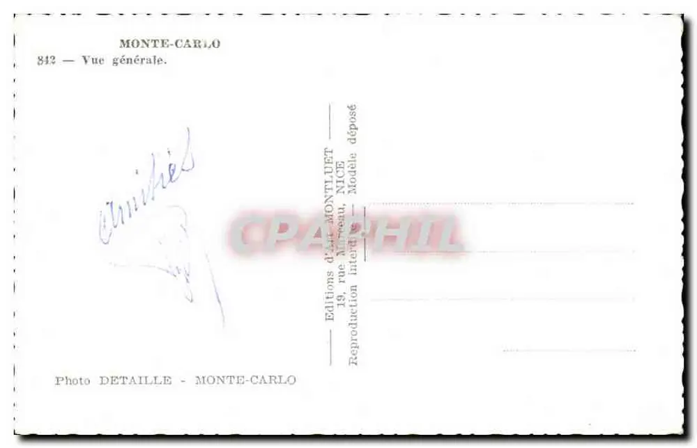 Monte-Carlo — Ogólny widok — Wydawnictwo sztuki Montiluet, Nice - Rewers