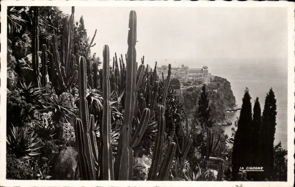 Die exotischen Gärten — Ansicht des Felsens von Monaco — Ausgabe LA CIGOGNE - Vorderseite