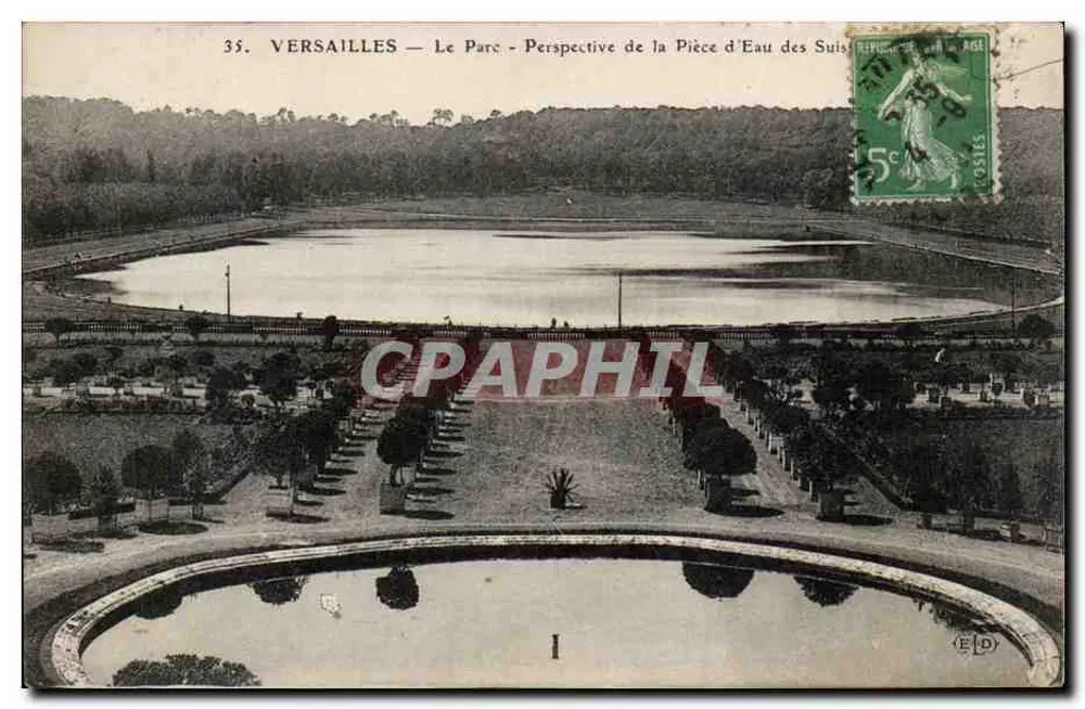 Versailles — O Parque - Perspectiva da Pequena Lagoa dos Suíços — Editor ELD, n°35 - Frente