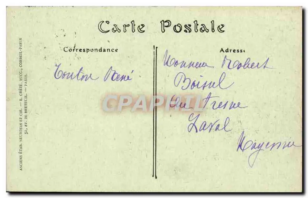 Chartres — A Estátua de Marceau — Anciens Établissements Créteil et Cie, Paris - Verso