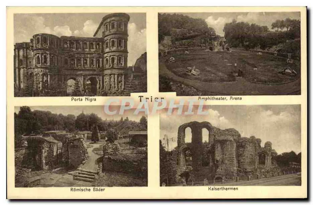 Trier — Porta Nigra, Amphitheater, Römisches Bad, Kaiserbad — Cekade 28 - Vorderseite