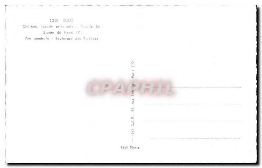 Pau — Lembrança de Pau — Réal-Photo - Verso