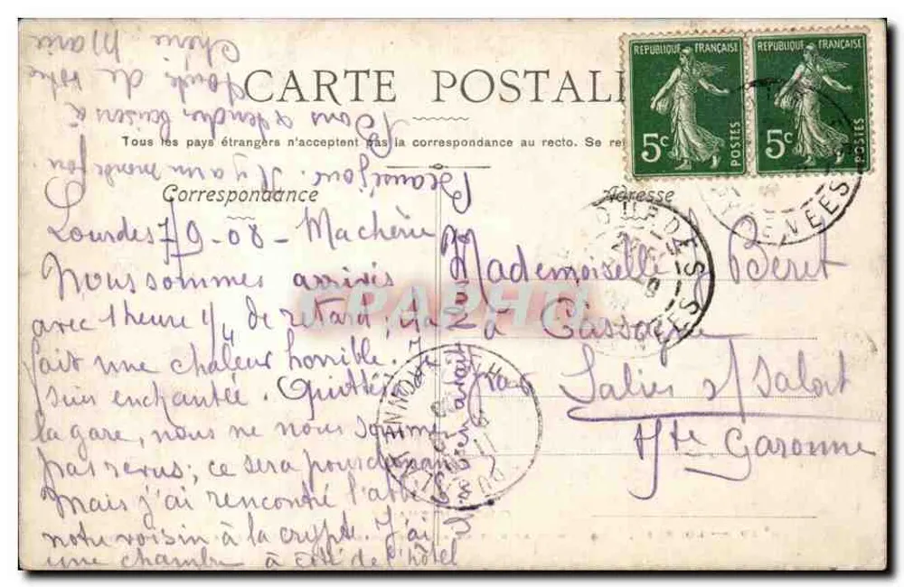 Lourdes — A Gruta no momento das Aparições em 1858 — Cinquentenário, N°39 - Verso