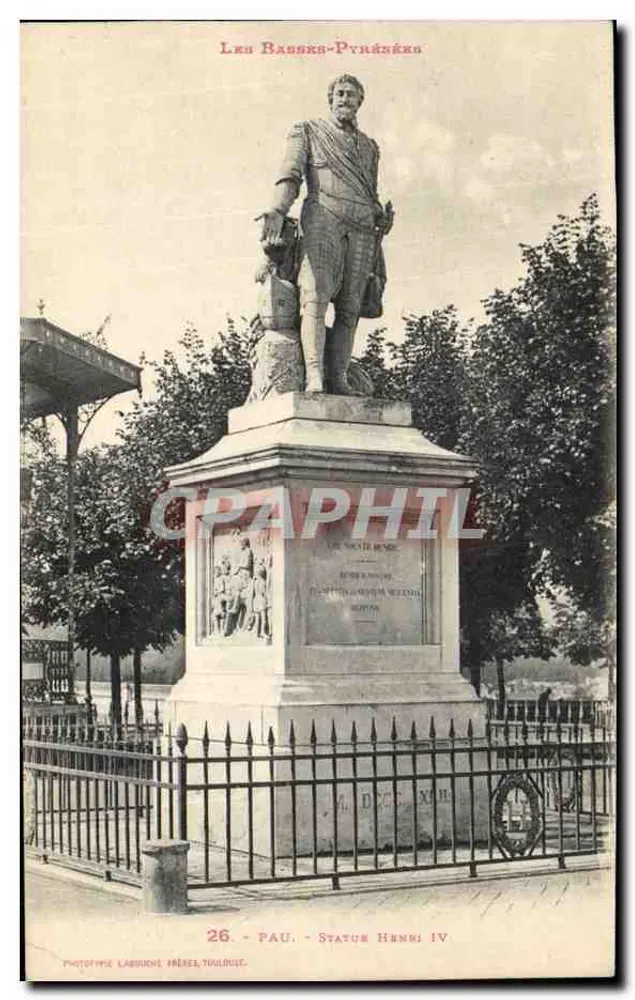 Pau — Estátua de Henri IV — Fototipia Labbuche Frères, Toulouse, n°26 - Frente