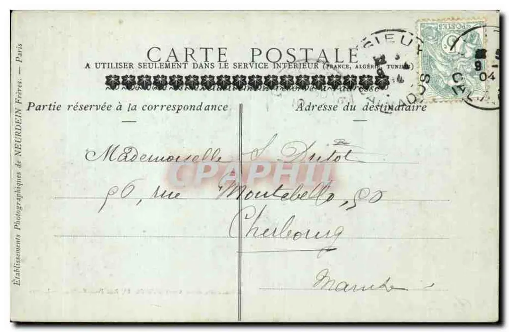 Lisieux - Ehemaliger Episkopaler Palast, das Goldene Zimmer — Librairie-Papeterie Albert GRENTE, 40, Rue Pont-Mortain — Listeux - Rückseite