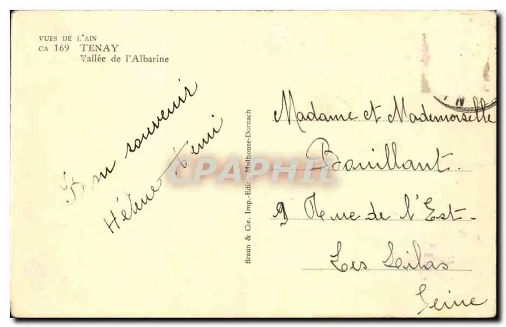 Tenay, vale da Albarine — Vistas do Ain CA 169 — Braun & Cie, Dornach - Verso