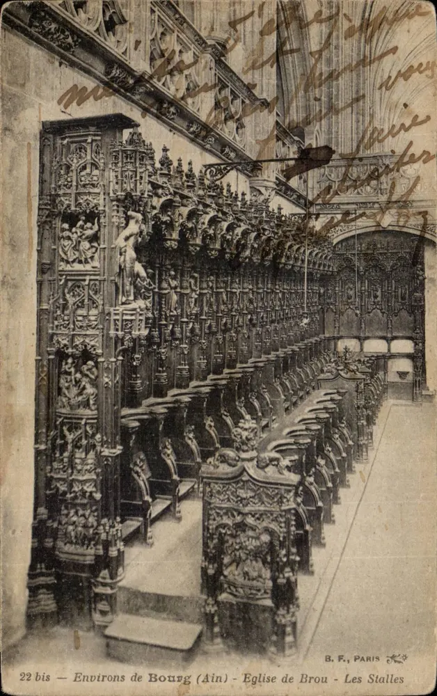 Chiesa di Brou — Le Stalle — B.F. PARIS, n° 22 bis - Recto
