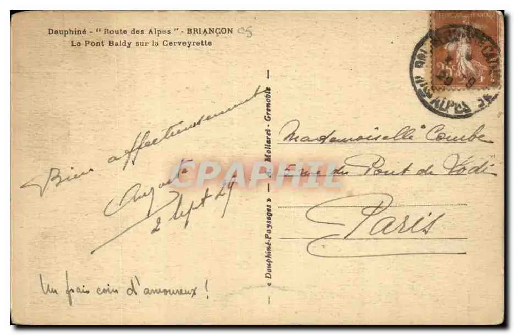 Brücke Baldy über die Cervyrette — Dauphiné - Route des Alpes — Unbekannter Verlag - Rückseite