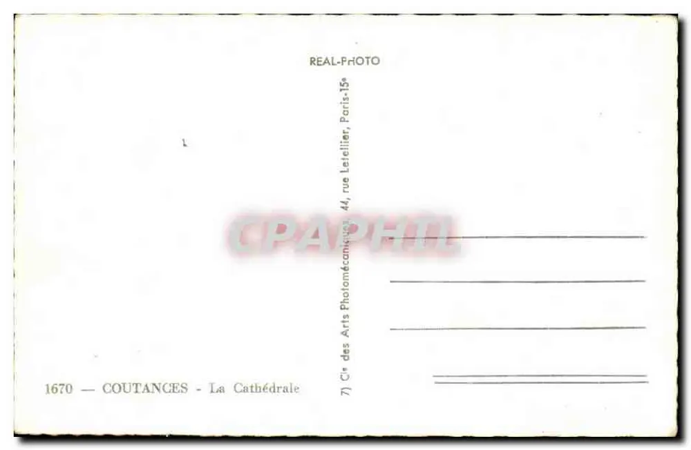 Coutances — A Catedral — Editor: Cie des Arts Photomécaniques, Paris - Verso