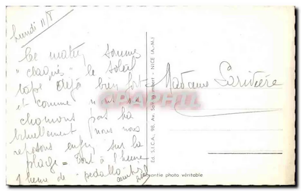 Menton — Altstadt und der Hafenstrand — Verlag S.I.C.A., 98, Av. Saint-Imbert - NICE (A.-M.) - Rückseite