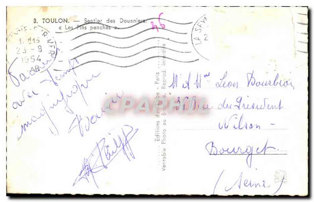 Toulon — Sentier des Douaniers — Les Pins penchés — Éditions Photo du Brande, Paris - Rückseite