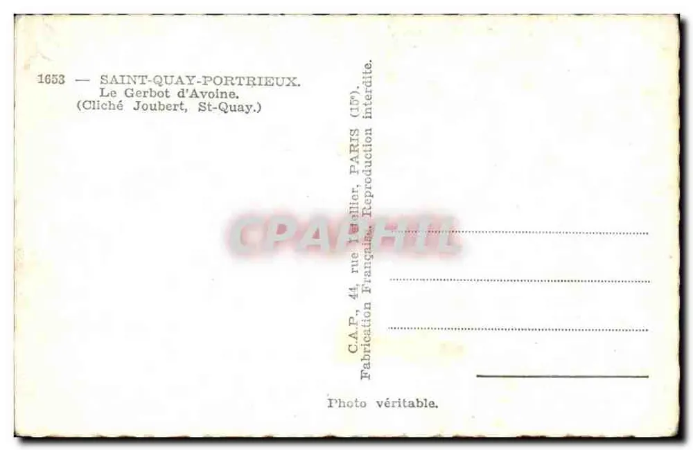 O Gerbot da Aveia — Saint-Quay-Portrieux (15e) — C.A.P. Paris - Verso