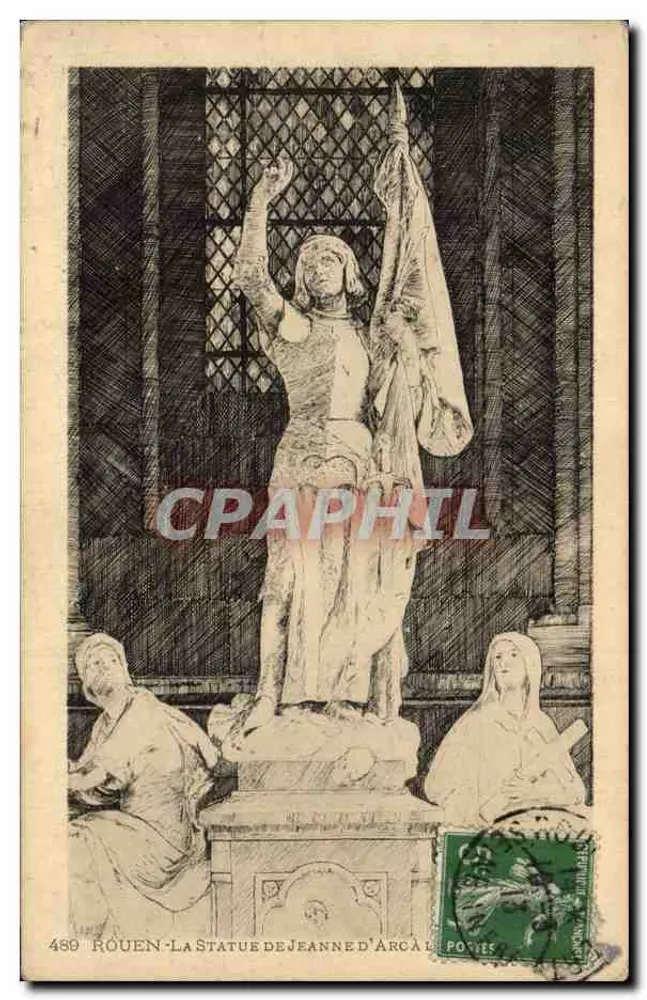 रूएन - जीन डी आर्क की मूर्ति कैथेड्रल में — प्रकाशक एल. पी. पोस्ट, संख्या 489 - आगे