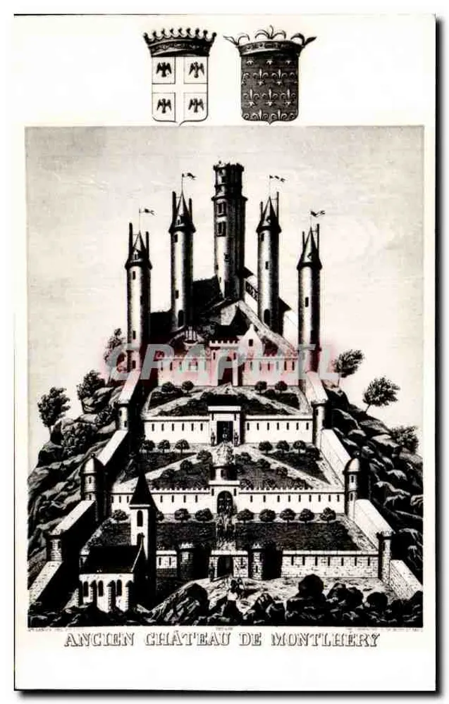 Antigo castelo de Montlhéry — vista histórica — editor não visível - Frente