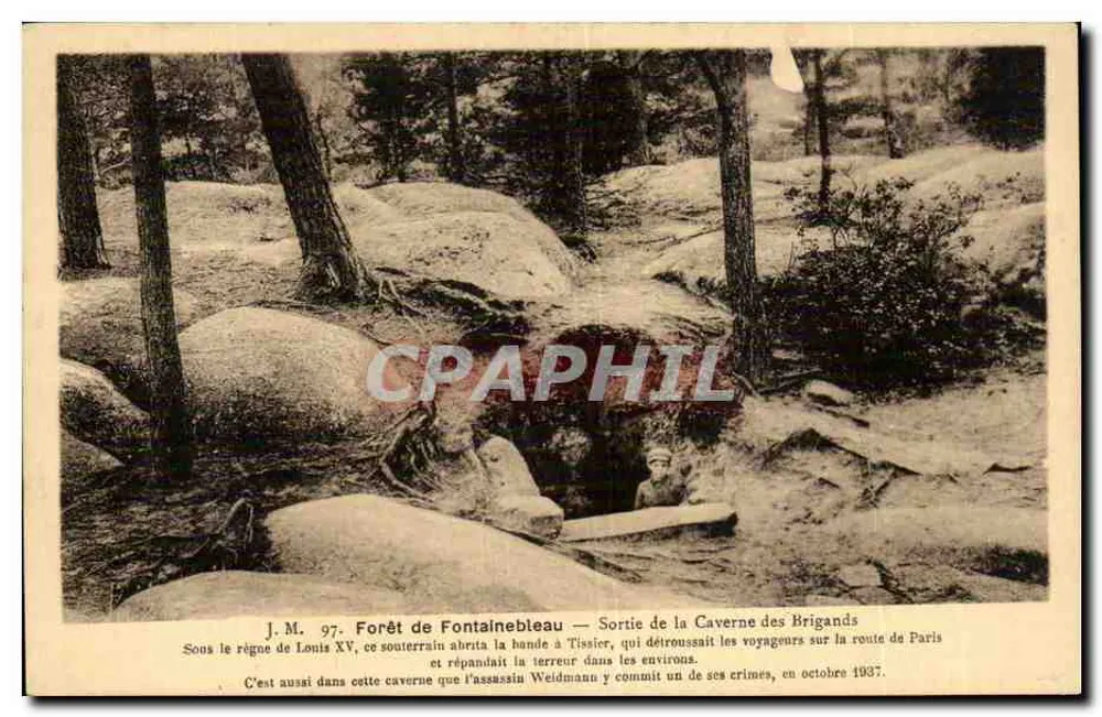 Forêt de Fontainebleau — Ausgang der Höhle der Brigands — J.M. 97 - Vorderseite
