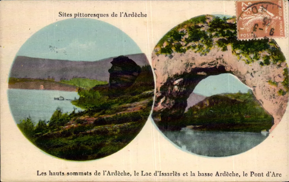 Pittoreske Orte der Ardèche — Die hohen Gipfel, der See Issarlès und das tiefe Tal der Ardèche, der Pont d'Arc — Verlag nicht sichtbar - Vorderseite