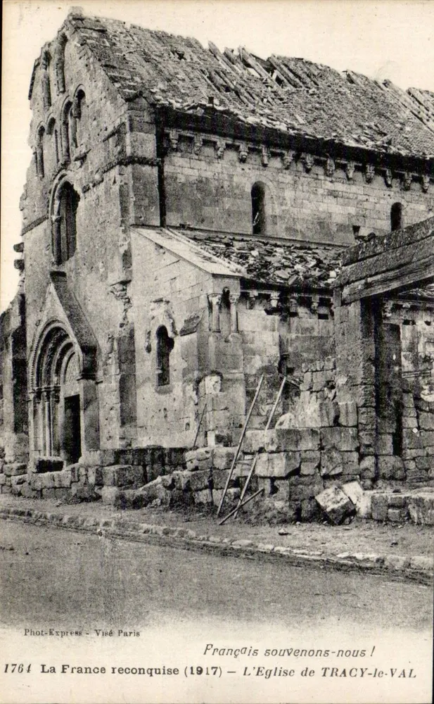 Kościół w Tracy-le-Val — Ruiny po 1917 — Phot-Express, Wisy Paris - Awers