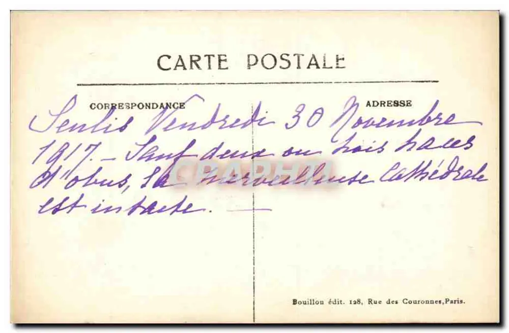 Senlis — A Catedral (Portal Sul) — CRAPHIL n°102 - Verso