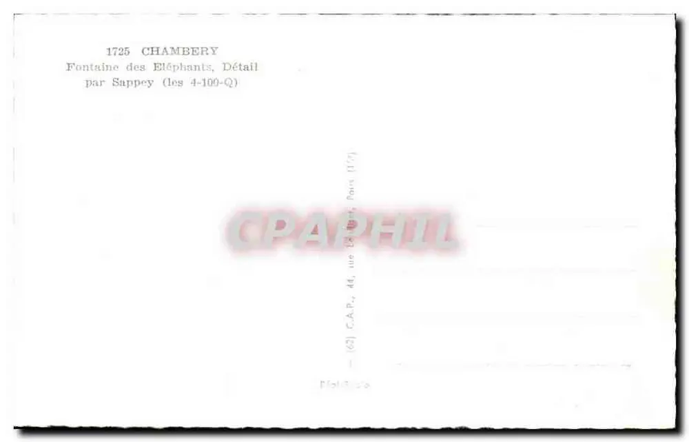 Chambéry — Fontäne der Elefanten, Detail — von Sappey (Serie 4-100-Q) - Rückseite
