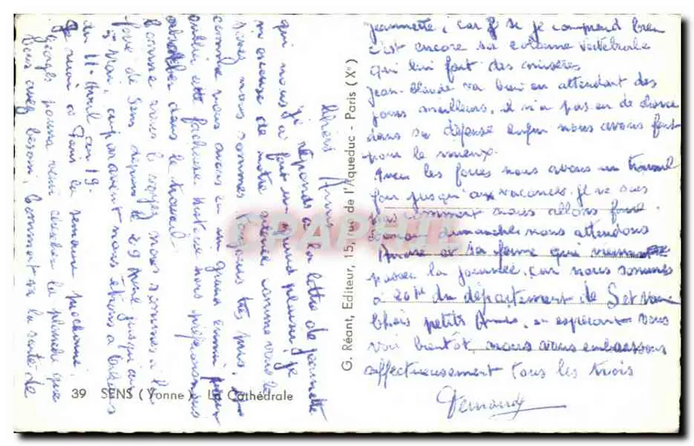 Sens (Yonne) — A Catedral — G. Réaum, Editor, n°39 - Verso