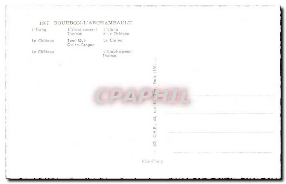 Bourbon-l'Archambault — Colagem de locais turísticos — Réal-Photo - Verso