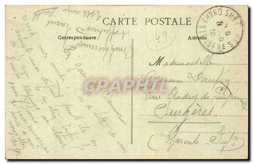 Saumur - Bahnhof Orleans - Avenue David-d'Angers — J.-B. Robert, Verleger, Saumur - Rückseite
