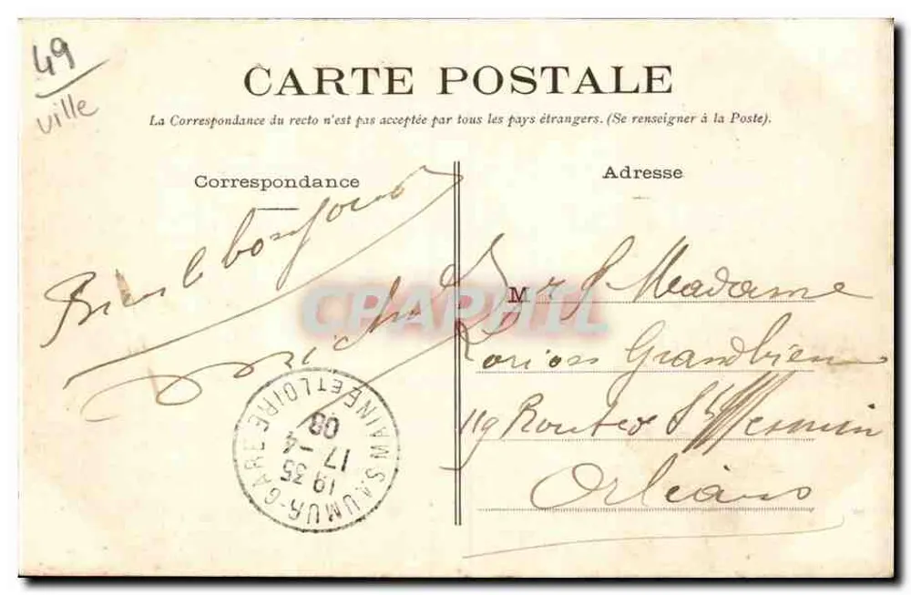 Saumur - Die Avenue de la Gare d'Orléans — Dando-Berry-Loudun n° 492 - Rückseite