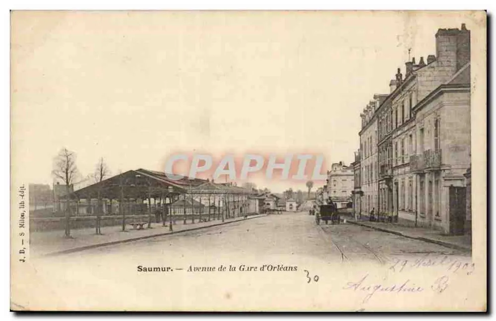 Saumur — Avenue de la Gare d'Orléans — J. B. - S. Milion, lith. 464t. - Vorderseite