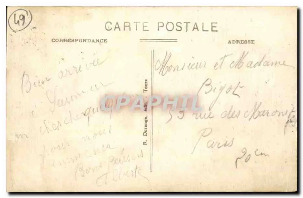 Saumur (M.-et-L.) — Avenida David d'Angers — R. Doreange, Tours - Verso