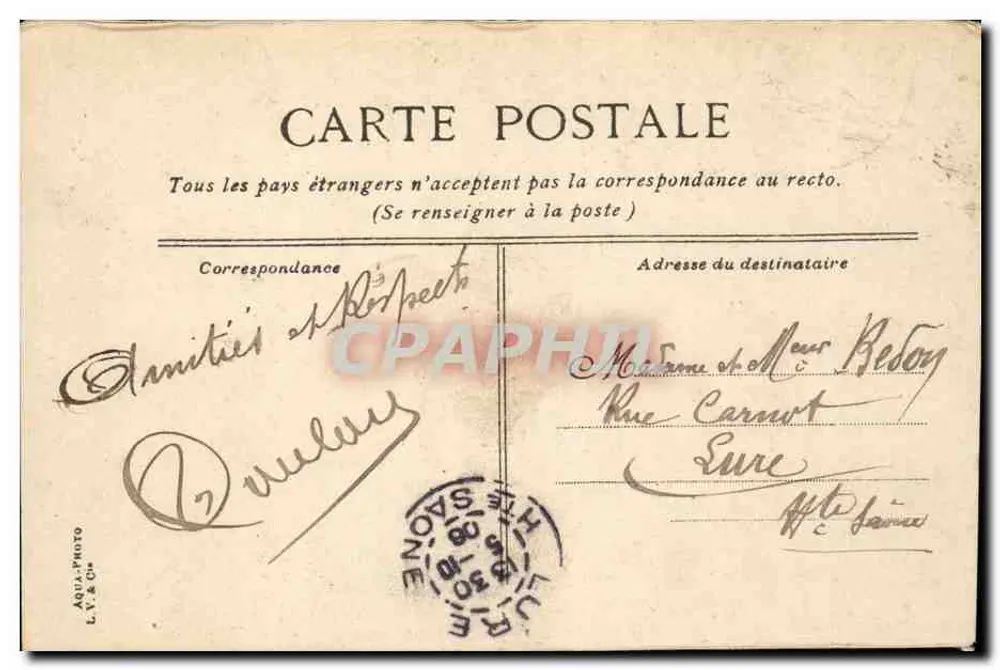 Lyon - A praça da República — editor L.V. & Co. n°6 - Verso
