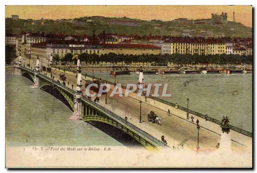 Ponte do Meio sobre o rio Rhône — Lyon — E.R. - Frente