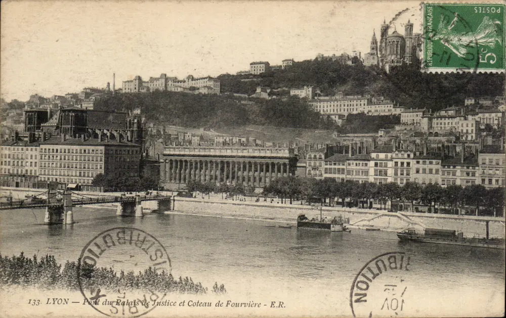LYON — Pont du Palais de Justice et Coteau de Fourvière — E.R. - Vorderseite