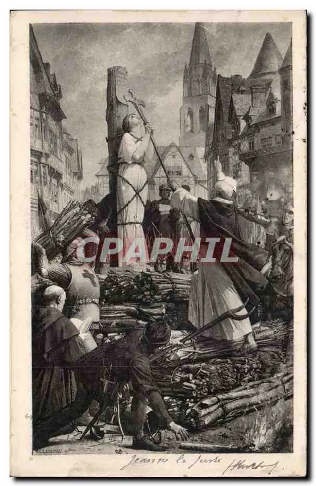 Joana d'Arc em Rouen — destruição de uma estátua — gravura de Leneumo - Frente